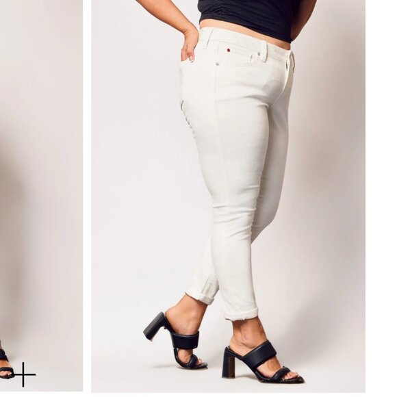Color Mid Rise Boyfriend pants White - Picture 2 of 14